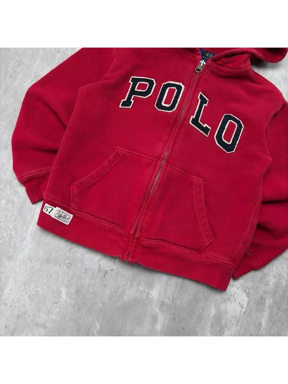 Y2K Red Polo Ralph Lauren Polo Spellout Grunge Zip Up Hoodie